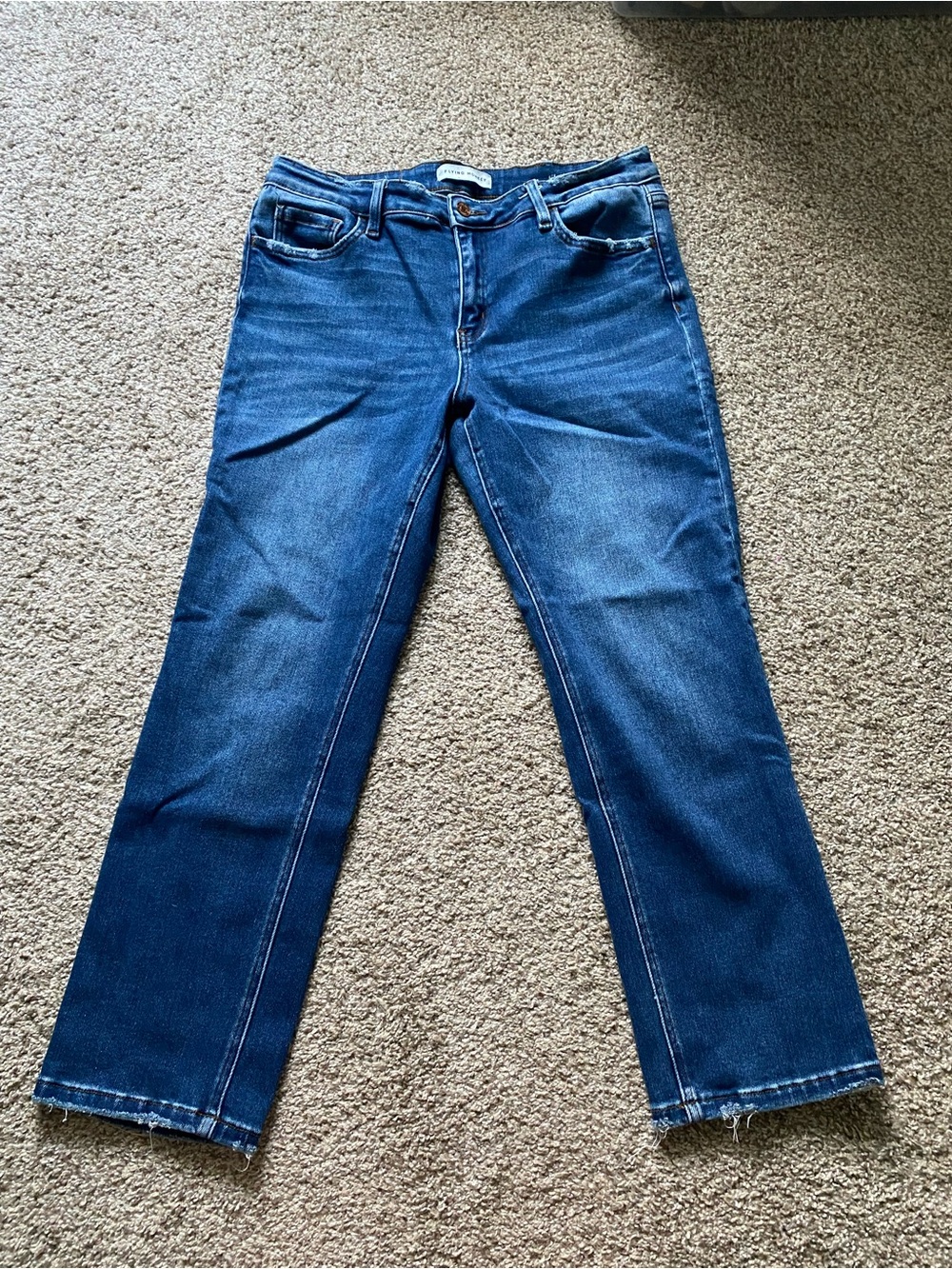 Flying Monkey Women's Blue Jeans Mid Rise Distressed Size 31 Medium Wash
